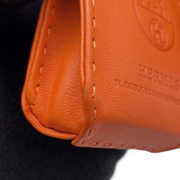 HERMES SacOrange Bag Charm Lambskin Feu/Gold - Picture 6 of 9